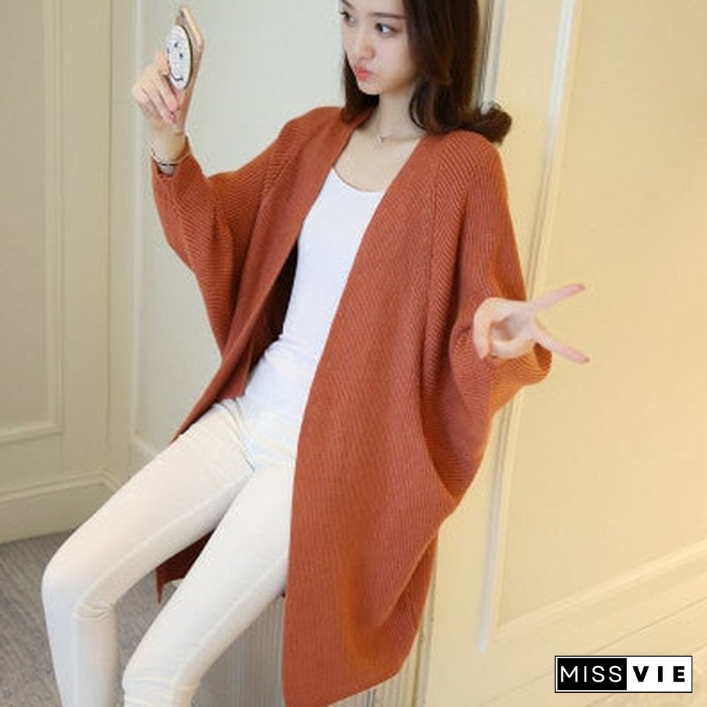 Long Cardigan Women Sweater Autumn Winter Bat Sleeve Knitted Sweater Plus Size Jacket Loose Ladies Sweaters Cardigans 3Xl