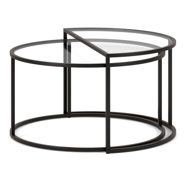 Luna Round and Demilune Nested Coffee Table in Blackened Bronze