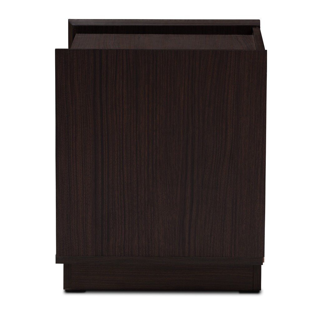 Contemporary Brown Finished 2 Drawer Nightstand by Baxton Studio