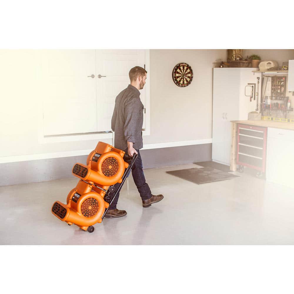 RIDGID 1625 CFM 3Speed Portable Blower Fan Air Mover with Collapsible Handle and Rear Wheels for Water Damage Restoration