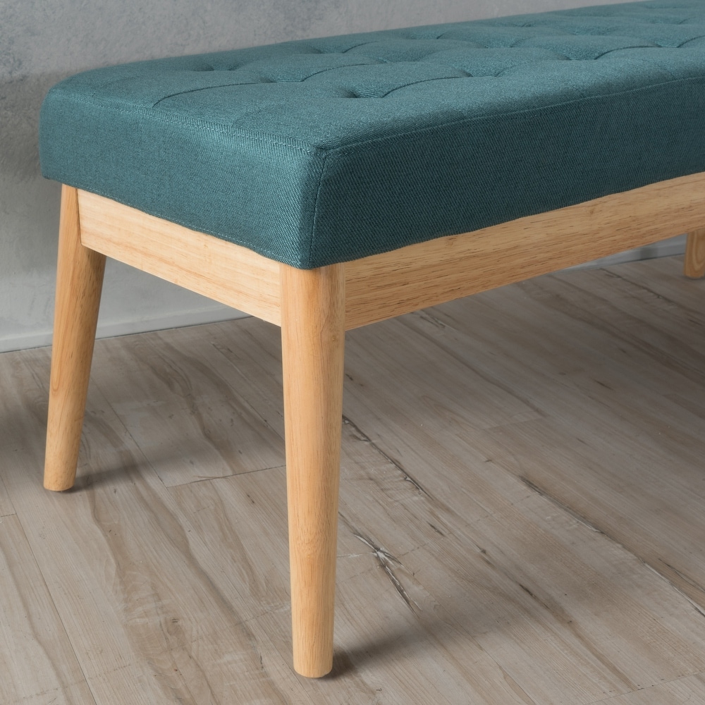 Saxon Mid century Tufted Fabric Ottoman Bench by Christopher Knight Home   43.00 L x 15.75 W x 17.00 H