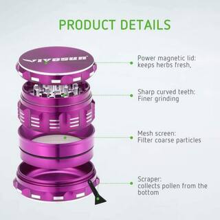 VIVOSUN 2.5 in. Herb Grinder Aluminium Spice Grinder With Pollen Scraper for Kitchen in Purple X002DW0HSJ