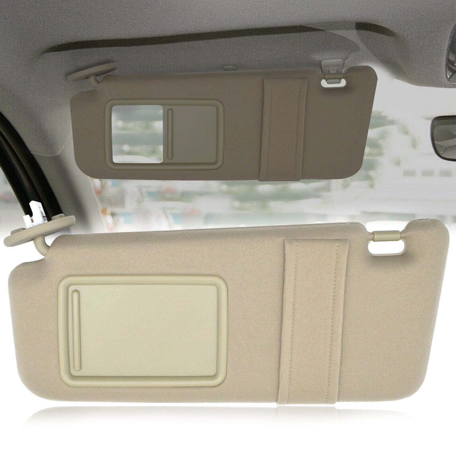 Beige Left Driver Side Sun Visor For Toyota Venza 2009-2016 With Sunroof  Ivory Mirror