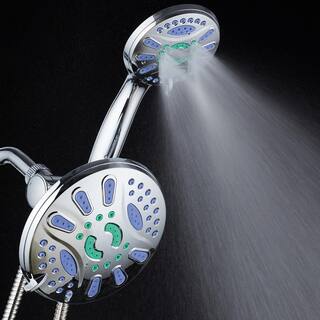 Aquastar Antimicrobial 48-Spray 7 in. High Pressure 3-Way Dual Rain Shower Head and Handheld Shower Head Combo in Chrome 6750