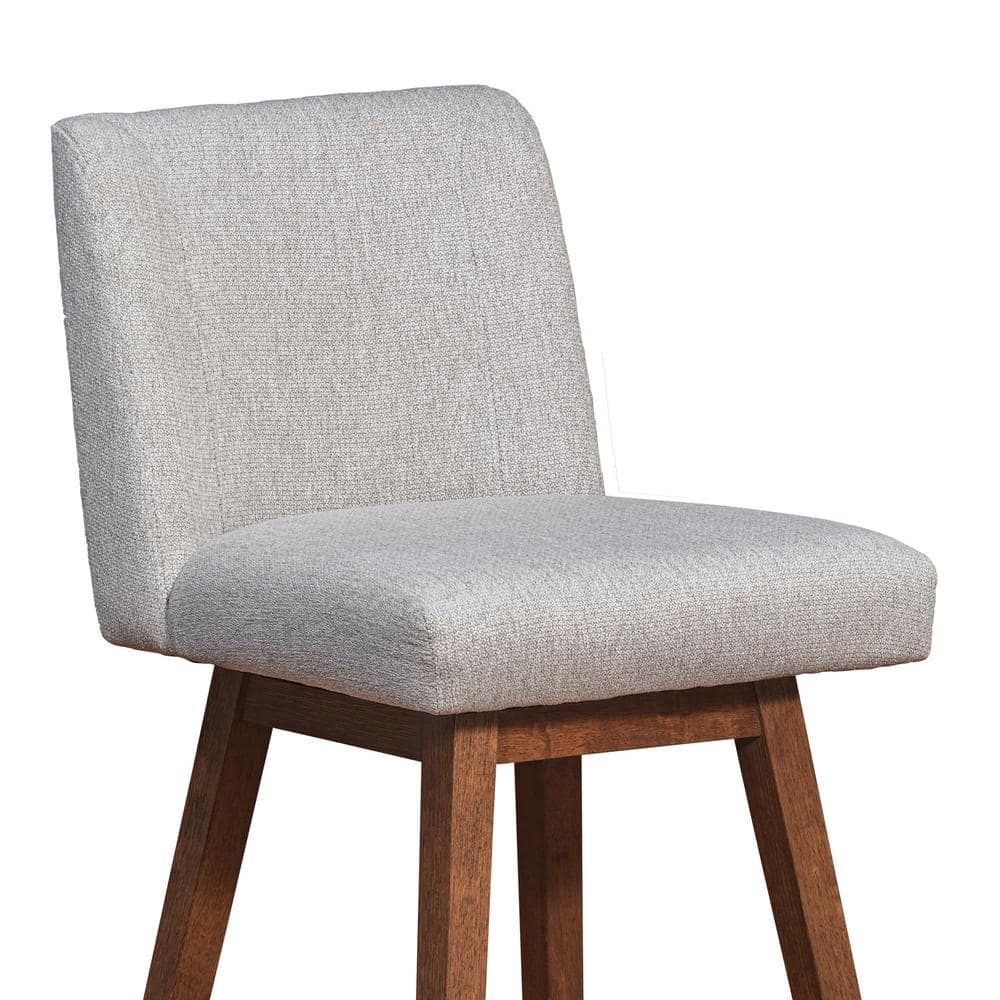 Armen Living Basila 40.5 in. Brown Oak Swivel  Wood Bar Stool with Taupe Fabric Seat 840254332201