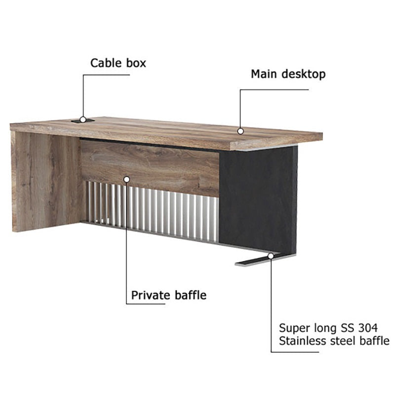 AFTAN Reception Desk Left Panel 180cm - Warm Oak & Black