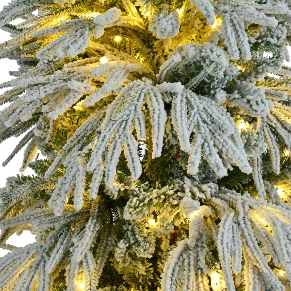 7.5FT PreLit Spruce Snow Flocked Christmas Tree