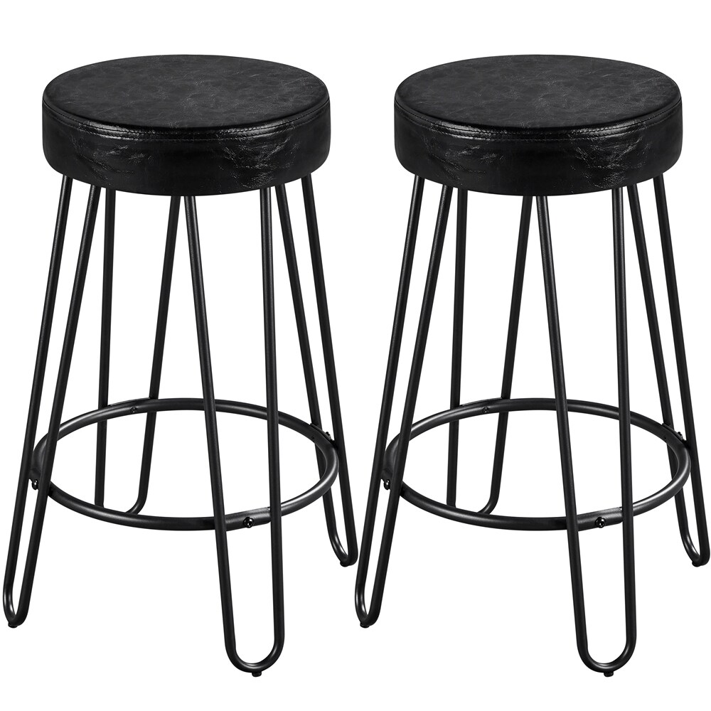 Yaheetech 2pcs Faux Leather Counter Stools with Round Backless Seat