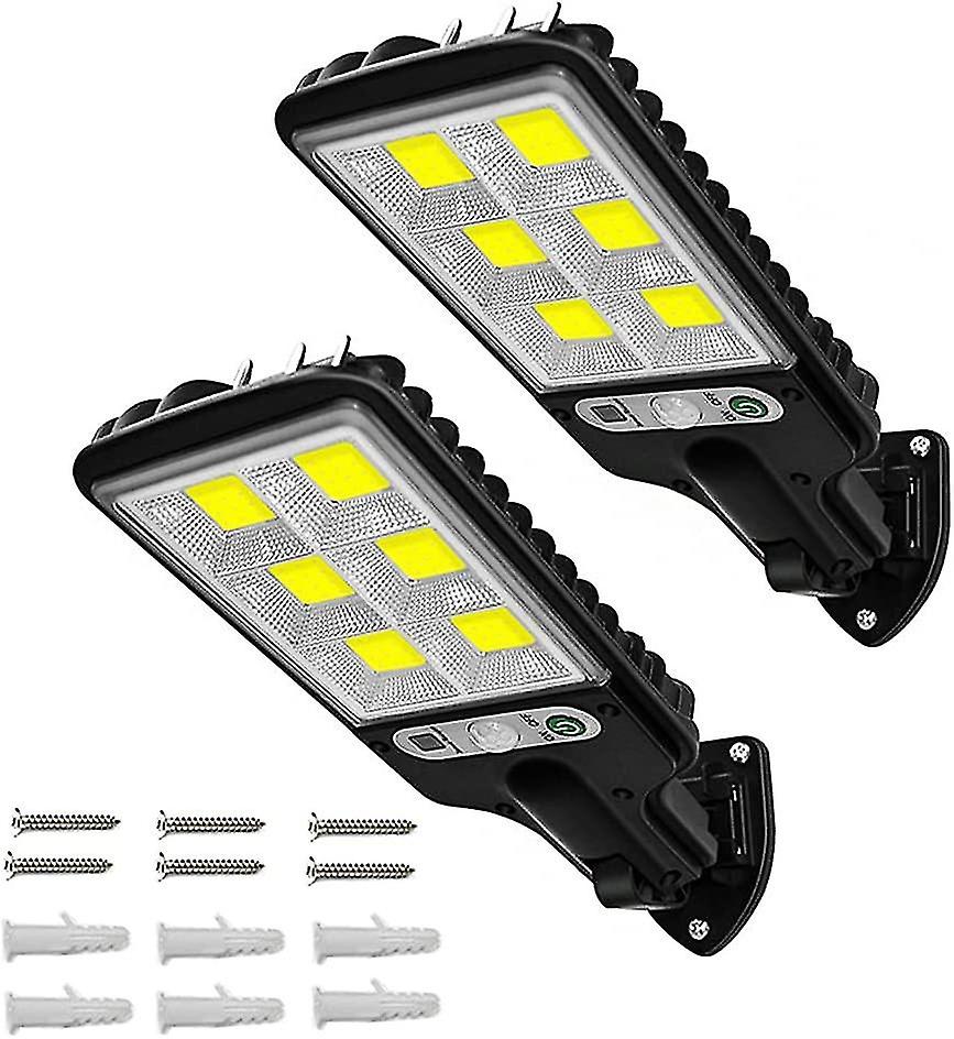 2 Pack Solar Street Light 72led/cob Smd Outdoor Solar Light With 6 Screws， Waterproof Motion Sensor Light 3 Light Modes For Home Security Lighting For