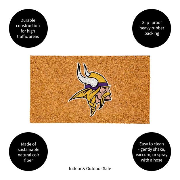 Evergreennflminnesota Vikings Logo Natural Coir 28 X 16 Inches Indoor Outdoor Doormat