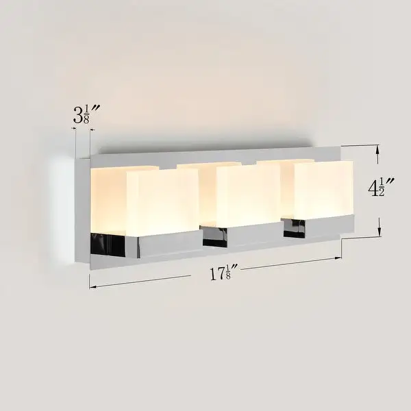 2-Light Dimmable Modern Led Chrome Bathroom Vanity Light, 3000K Warm White, 4000K Neutral White, 5000K Day Light