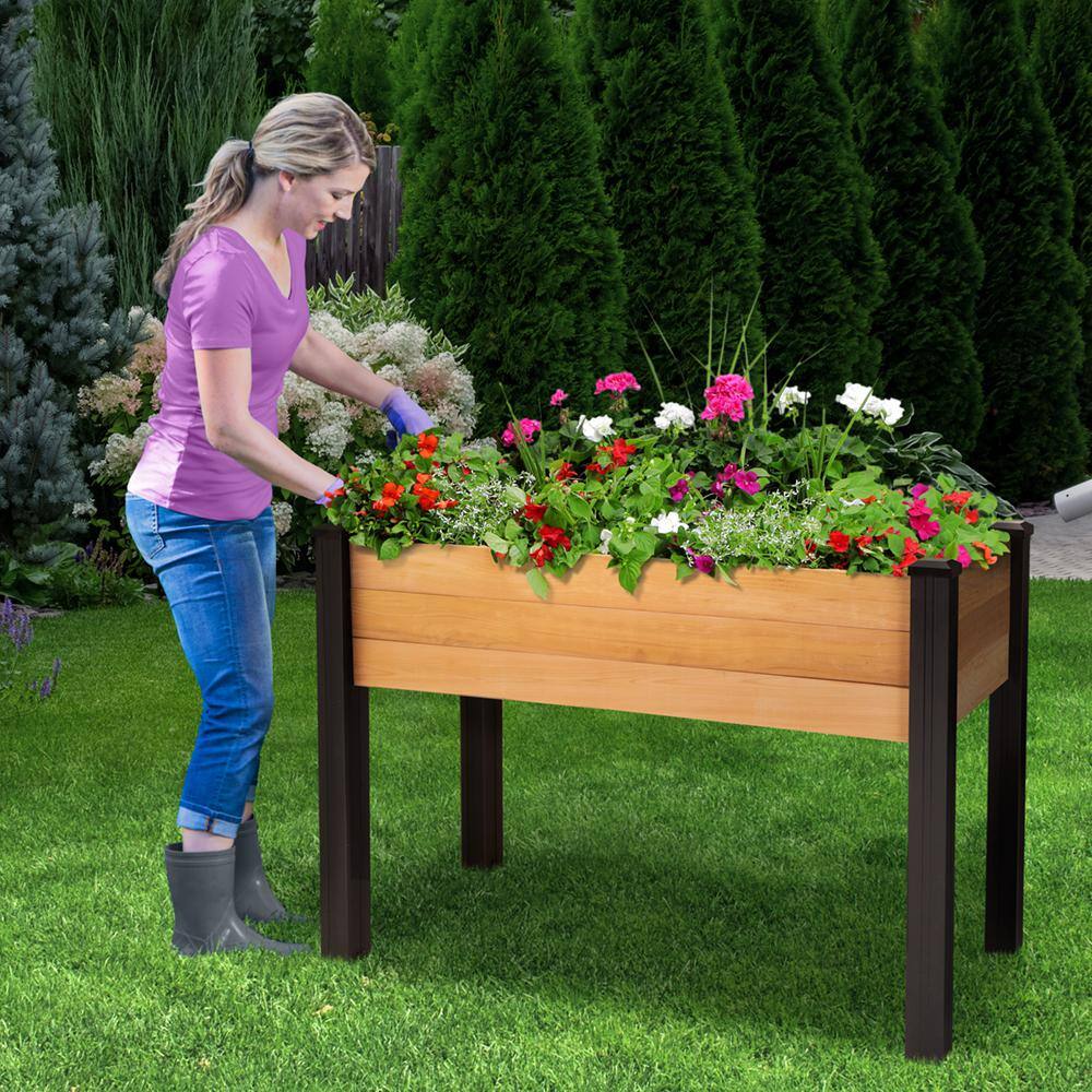 Outdoor Essentials Haven 2 ft. x 4 ft. Natural Cedar Elevated Garden Planter (Tool Free) 444803