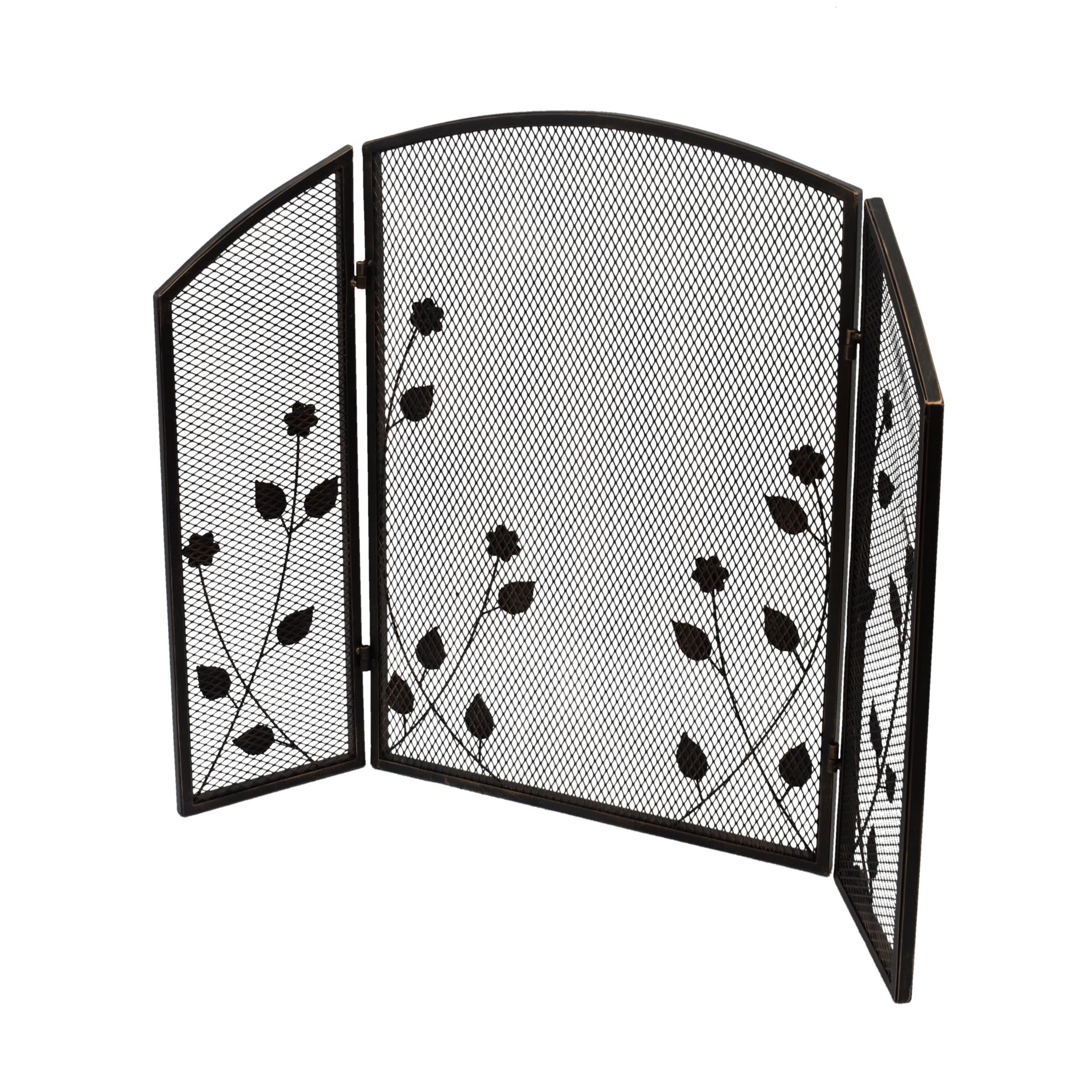 Jenna Modern Iron Firescreen with Leaf Accents