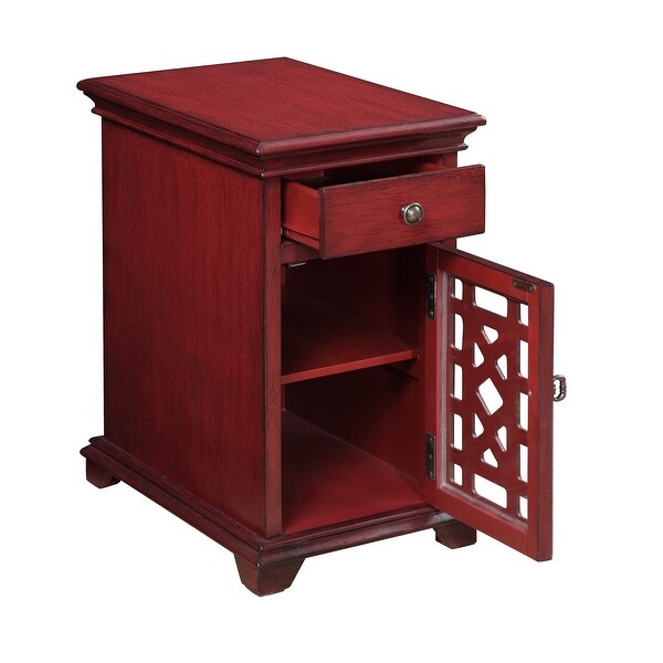 Somette Red One Drawer One Door Chairside Cabinet