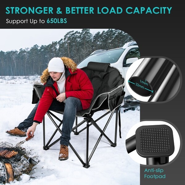 Oversized Heated Camping Chair with 20，000mAh Power Bank，10S Quick Heated Chair，3 Levels Adjustable Heated Camp Chairs