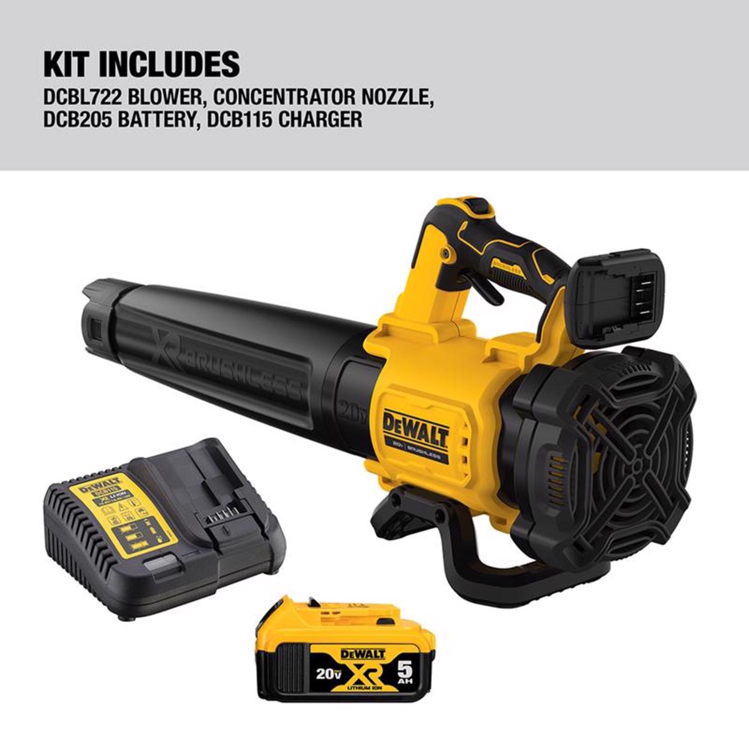 DW 20V MAX DCBL722P1 125 mph 450 CFM 20 V Battery Handheld Blower Kit (Battery \u0026 Charger)