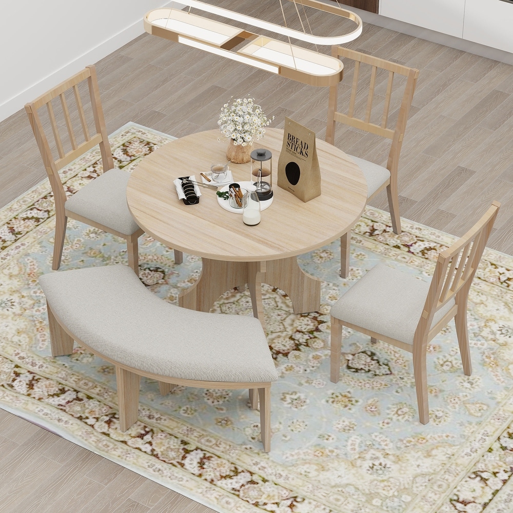 Farmhouse 5 Piece Dining Table Set with 44\