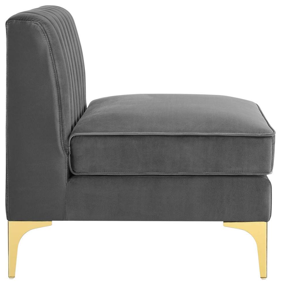 Tufted Sofa  Velvet  Gray  Modern  Living Lounge Hotel Lobby Hospitality   Midcentury   Sofas   by House Bound  Houzz