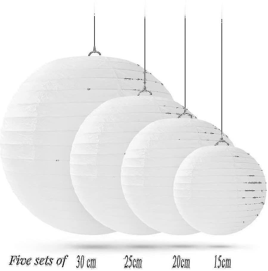 20 Pcs Colorful Ro Paper Lanterns With Wire Ribbing，