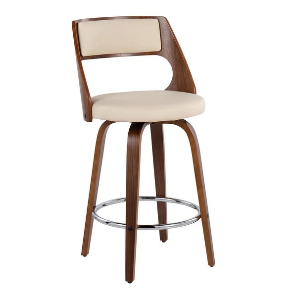 Cecina Counter Stool with Swivel in Walnut and Cream - Set of 2 - 20