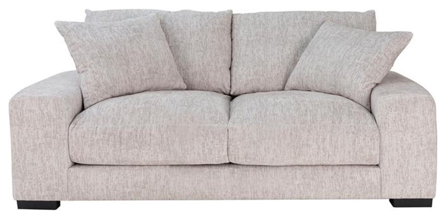 Porter Designs Big Chill Soft Microfiber Loveseat   Cream   Transitional   Loveseats   by Homesquare  Houzz