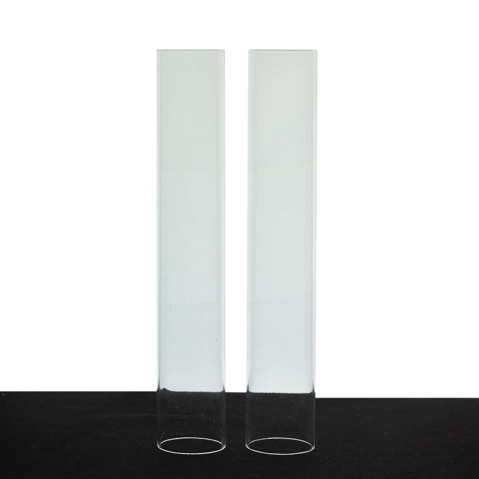 2 Pack Clear Glass Pillar Hurricane Candle Shades with 2.25