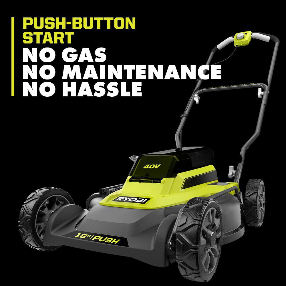 RYOBI 40-Volt 18 in. 2-in-1 Cordless Battery Walk Behind Push Lawn Mower with 6.0 Ah Battery and Charger RY401101