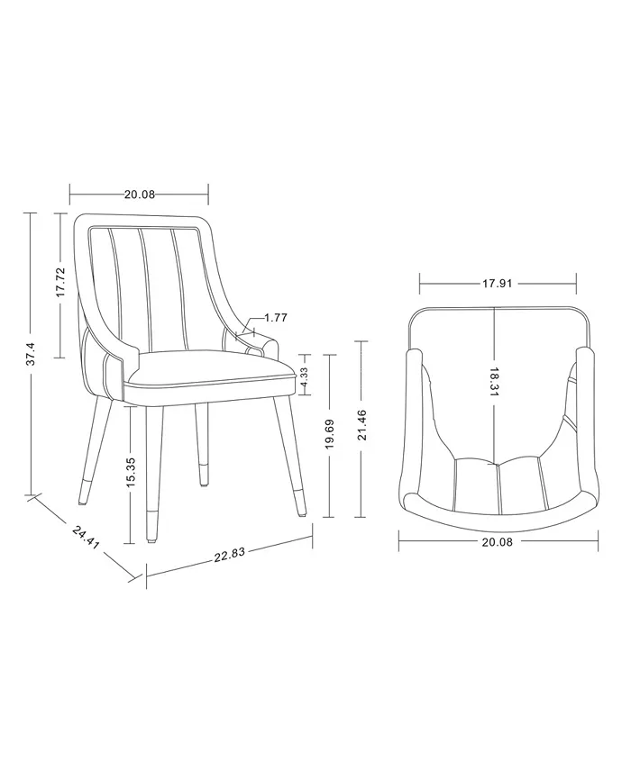 Manhattan Comfort Eda 22.83 Velvet Upholstered Dining Chair