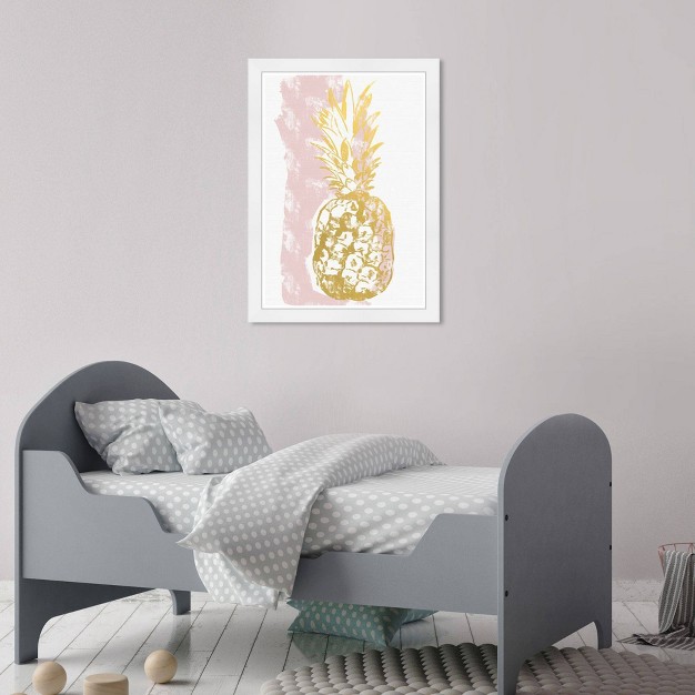 X 21 quot Gold And Blush Pineapple Food And Cuisine Framed Art Print Wynwood Studio