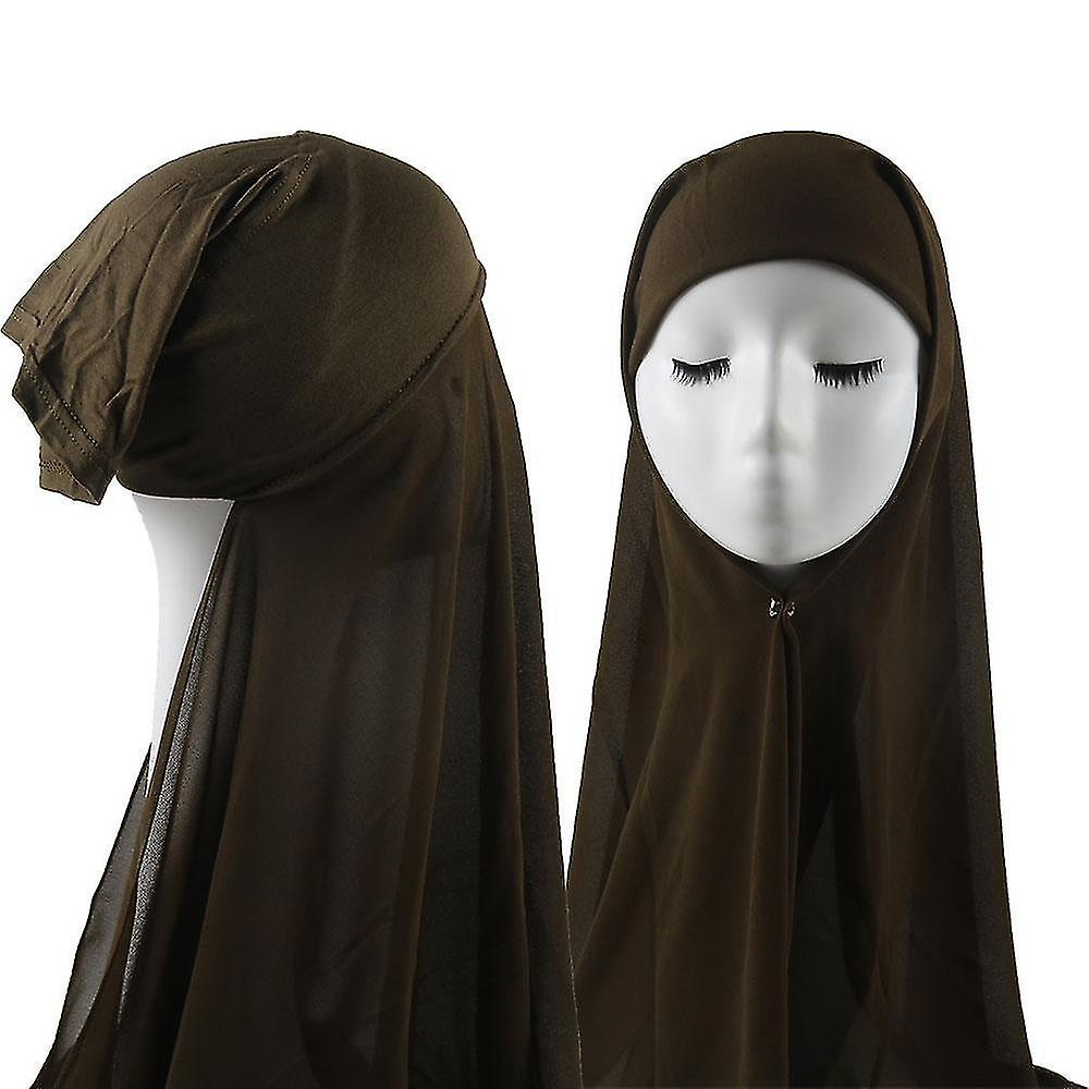 Women Muslim Instant Chiffon Hijab With Cap