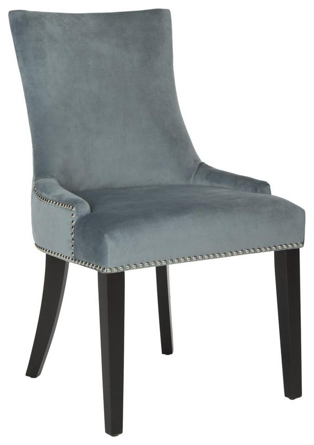 De De 19  x27 x27h Dining Chair set of 2 Silver Nail Heads Blue   Transitional   Dining Chairs   by Peachtree Fine Furniture  Houzz