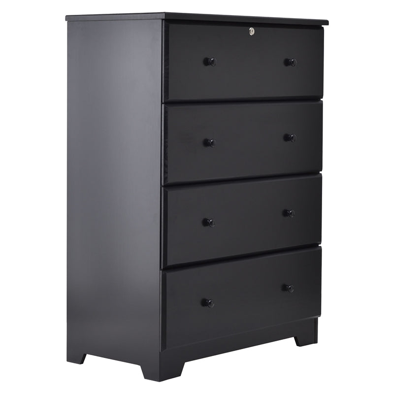 Home Square 2-Piece Set with Twin Bed & 4-Drawer Chest Dresser in Black