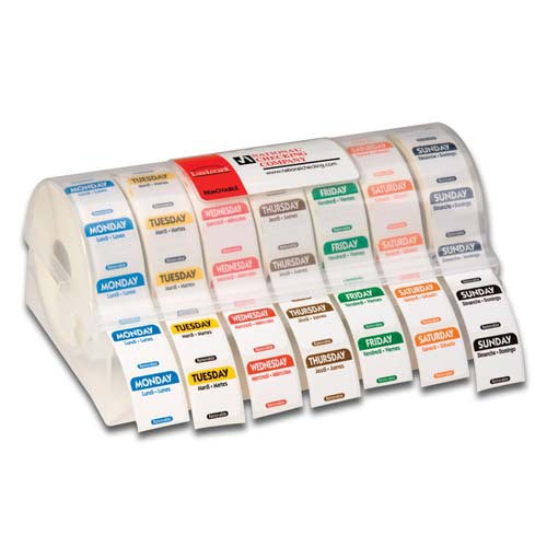 National Checking R1 Food Rotation Label Kit - 7-Day Labels， 7000 Labels Total