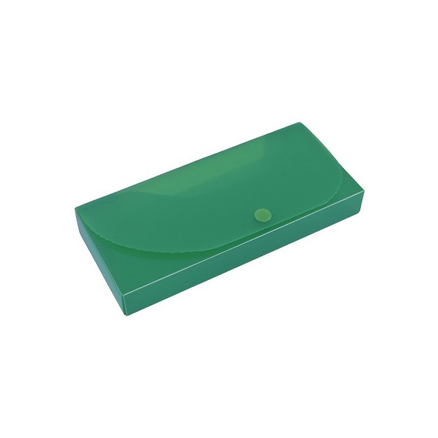 Jam Paper Plastic Pencil Case Snap Button Pencil Case Box Dark Green 166532741