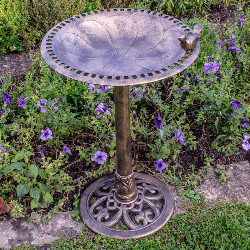 Backyard Expressions 29 Inch Polyresin Lightweight Outdoor Garden Bird Bath - Bronze