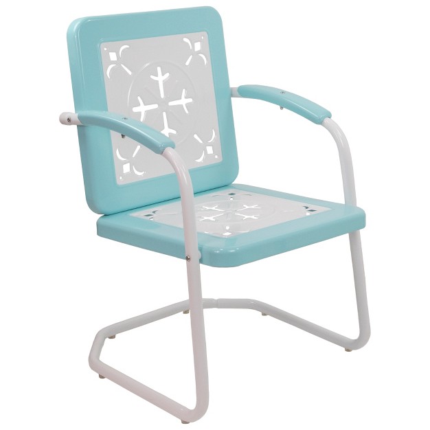 Square Outdoor Retro Tulip Armchair Blue And White