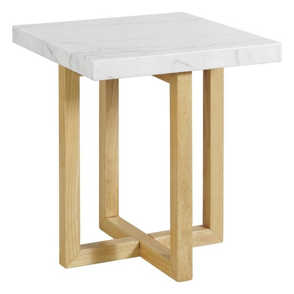 Picket House Furnishings Meyers Marble Square End Table in Natural