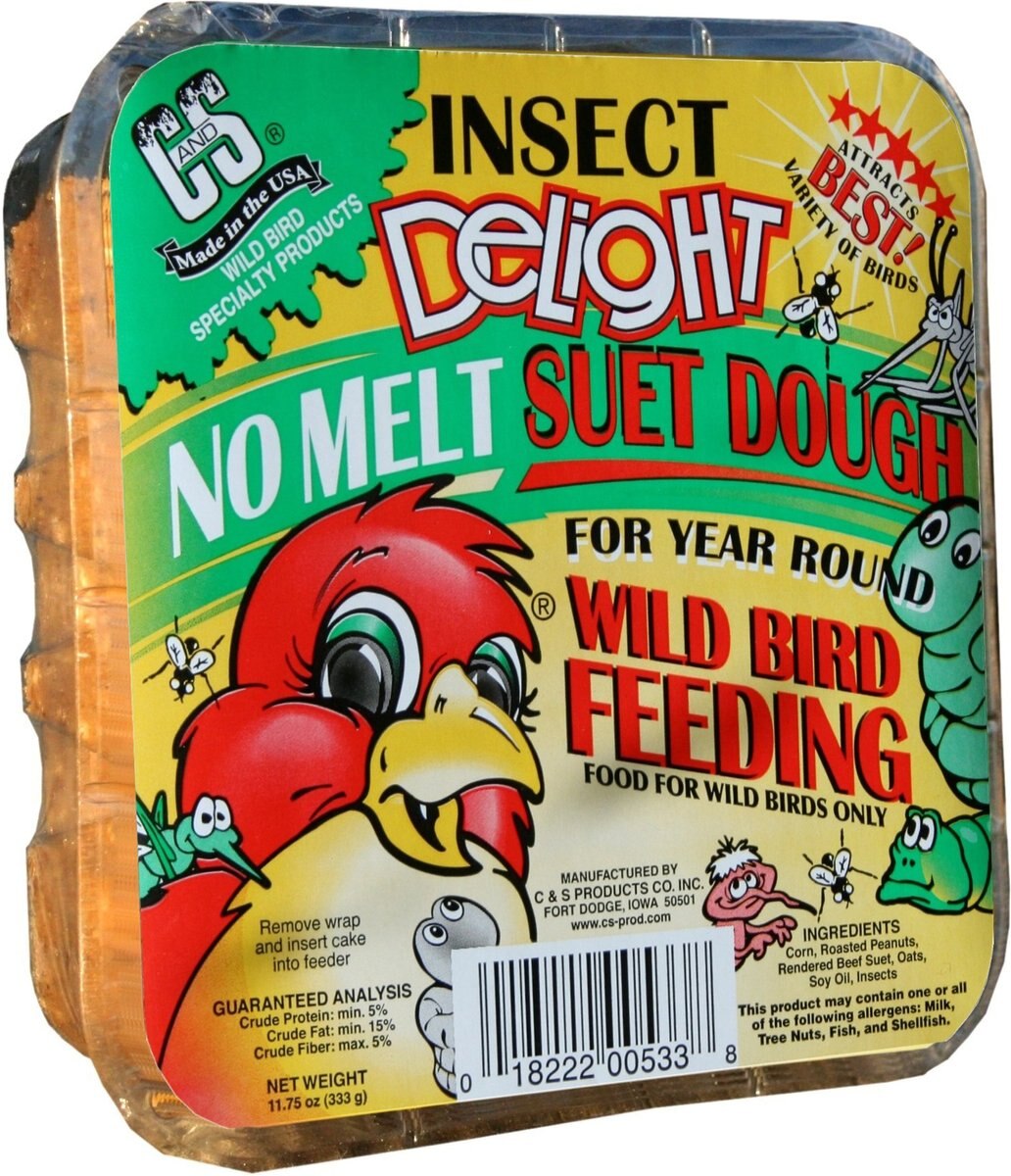 CandS Insect Delight No Melt Suet Dough Bird Food， 11.75-oz bag， case of 12