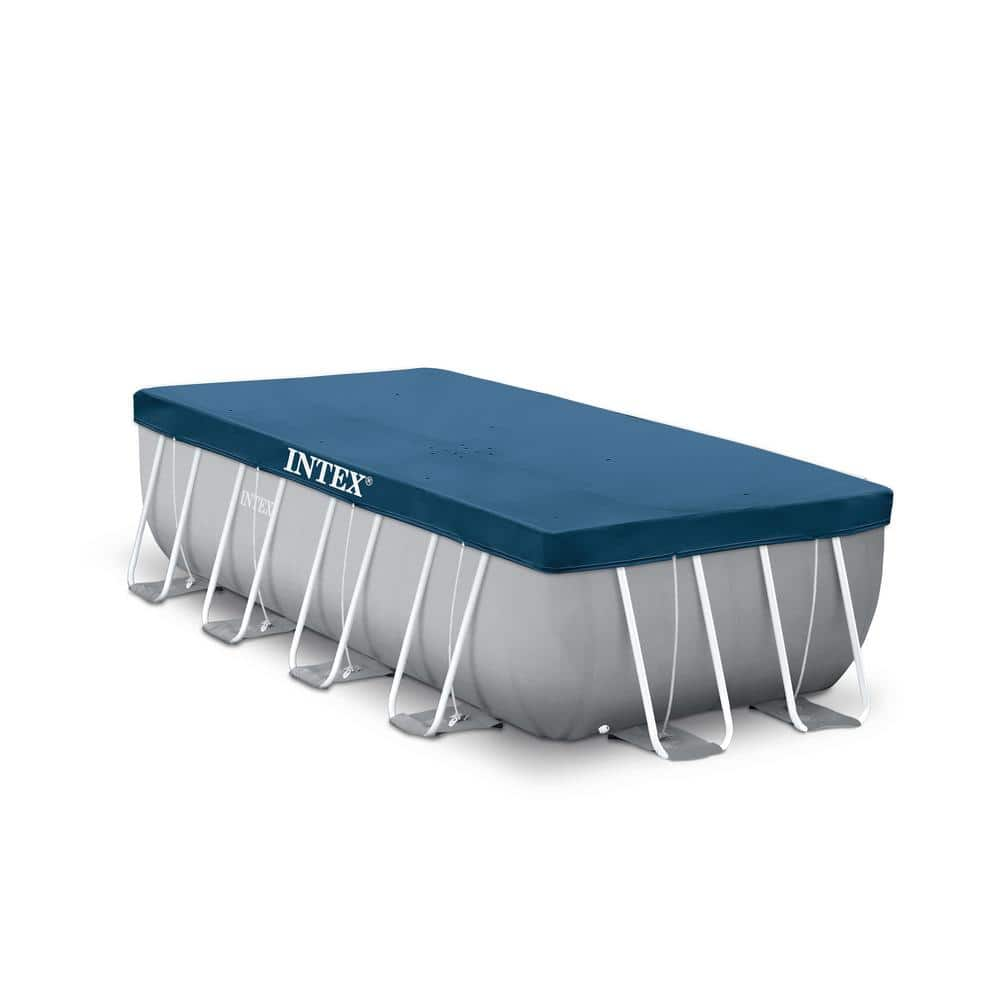 Intex 16 ft. x 8 ft. x 42 in. D Rectangular Metal Frame Above Ground Pool 26791EH