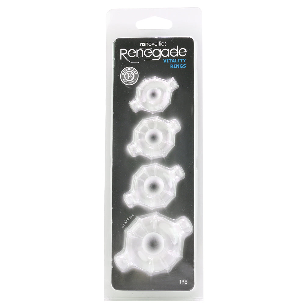 Renegade Vitality Cock Ring 4 Pack in Clear