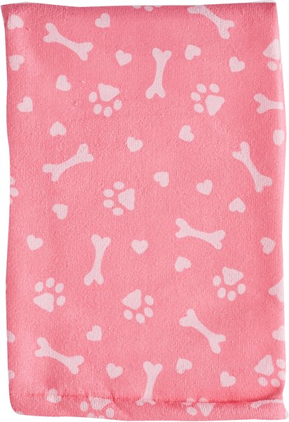 Bone Dry Printed Hearts Microfiber Dog Bath Towel