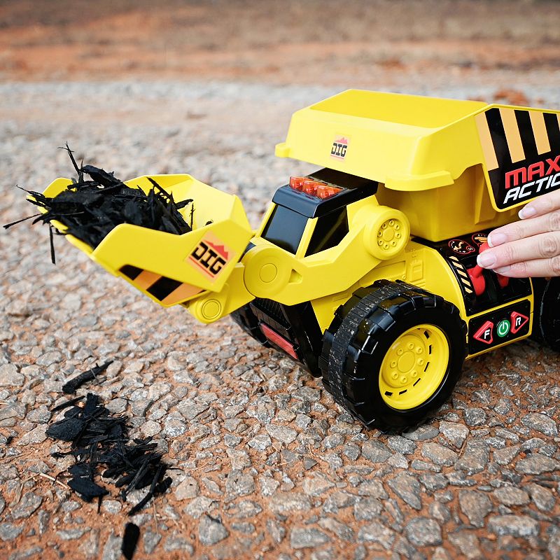 Maxx Action 2-N-1 Dig Rig �C Dump Truck and Front End Loader with Lights， Sounds and Motorized Drive