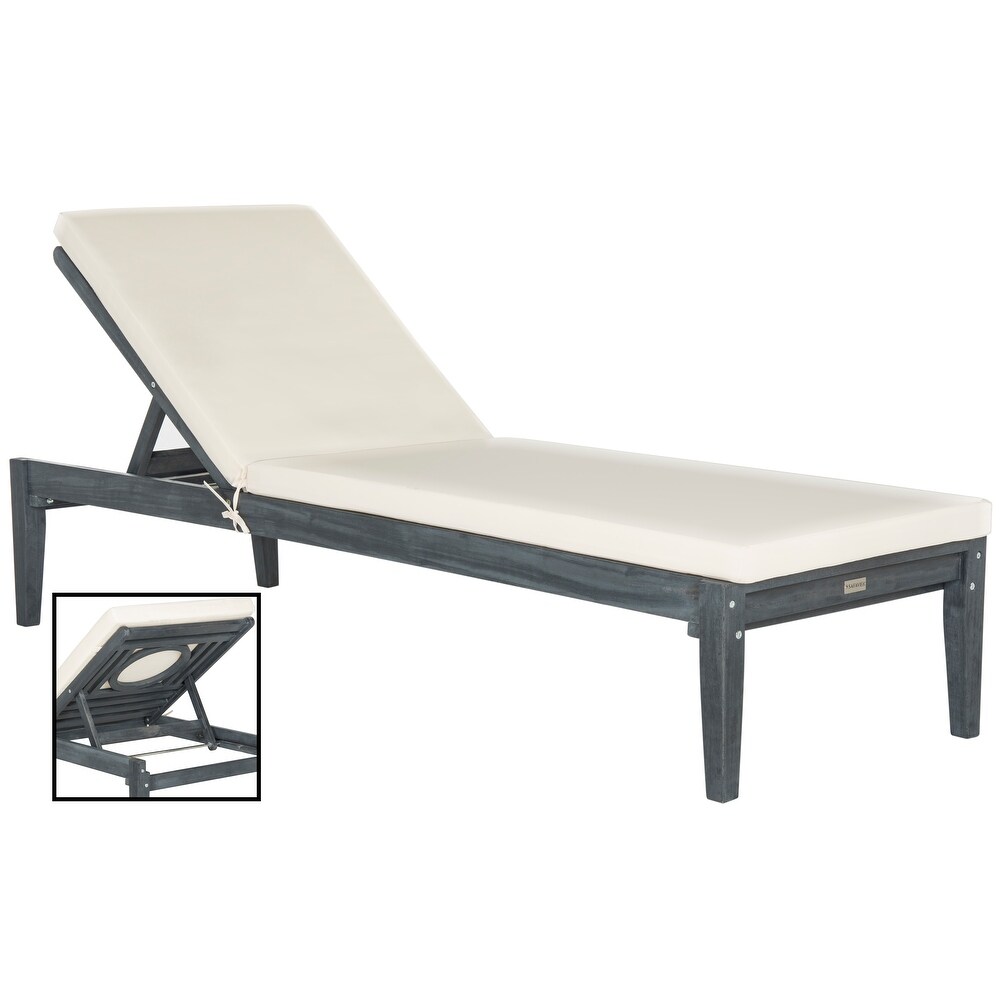 SAFAVIEH Outdoor Living Pomona Ash Grey/ Beige Sunlounger   23.6\