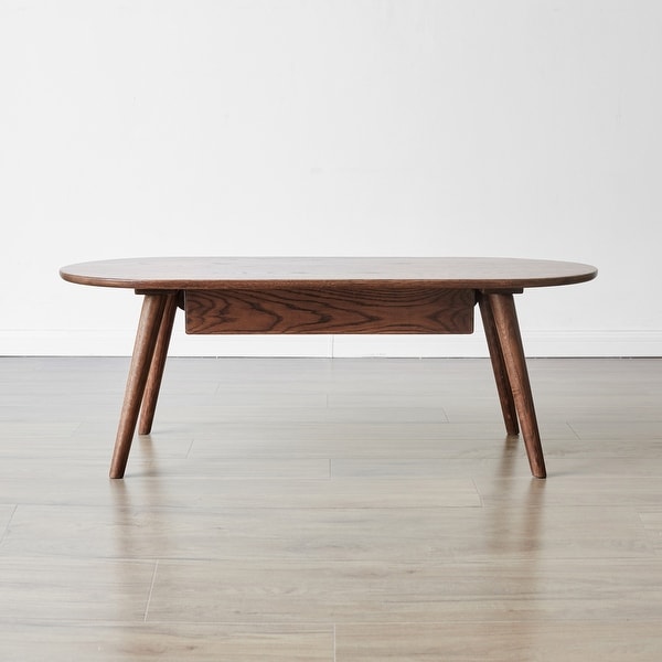 Capsule Centre Solid Oak Table with Drawers， Solid Wood Coffee Table Easy to Assemble Natural for Living room