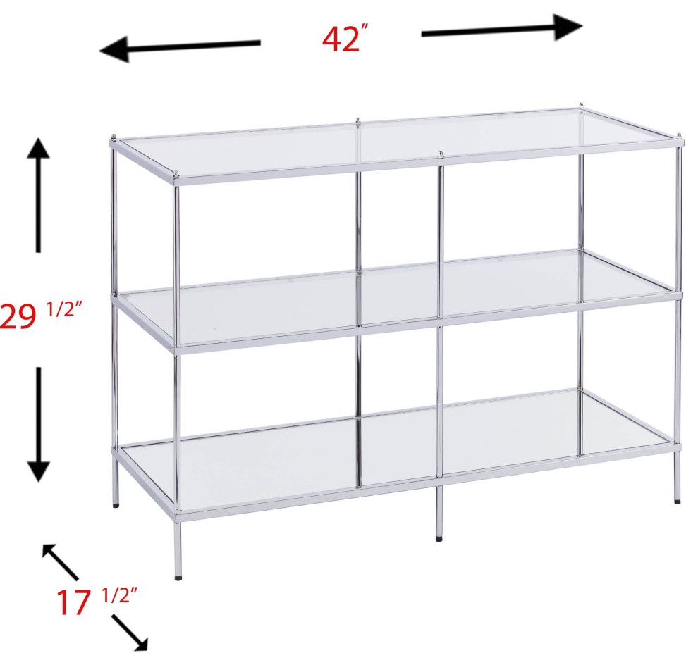 Glam Console Table  Metallic Chrome Finished Frame With Multiple Glass Shelves   Contemporary   Console Tables   by Decorn  Houzz
