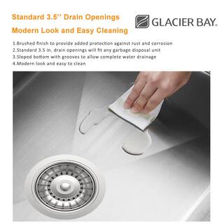 Glacier Bay All-in-One Zero Radius Drop-in 18G Stainless Steel 30 in. 2-Hole Single Bowl Workstation Kitchen Sink Pull-Down Faucet 4308F-1