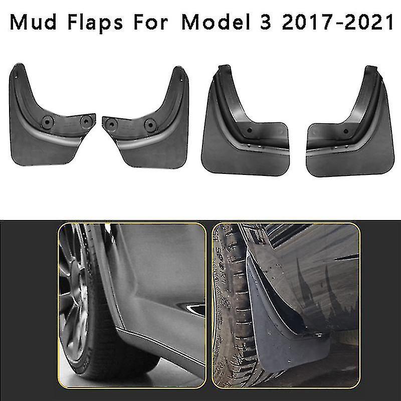 Mud Flaps Compatible With Tesla Model 3 2017- Guard Front Rear Wheel Mudguard