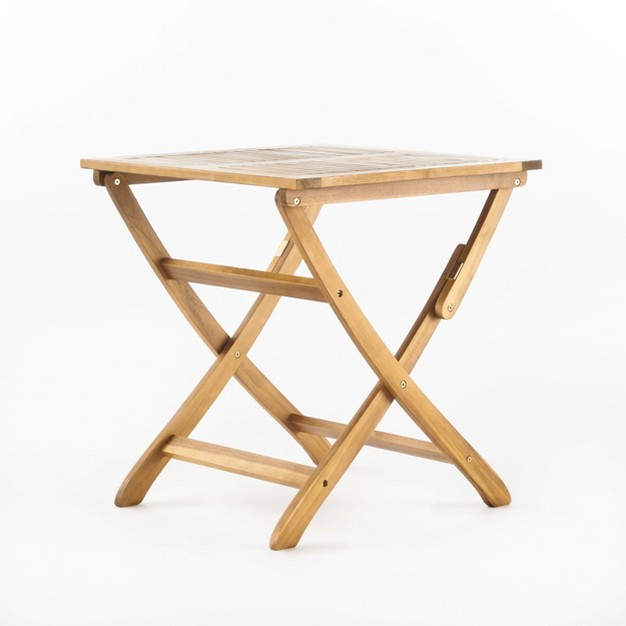 Positano Acacia Wood Foldable Square Bistro Table Natural Christopher Knight Home