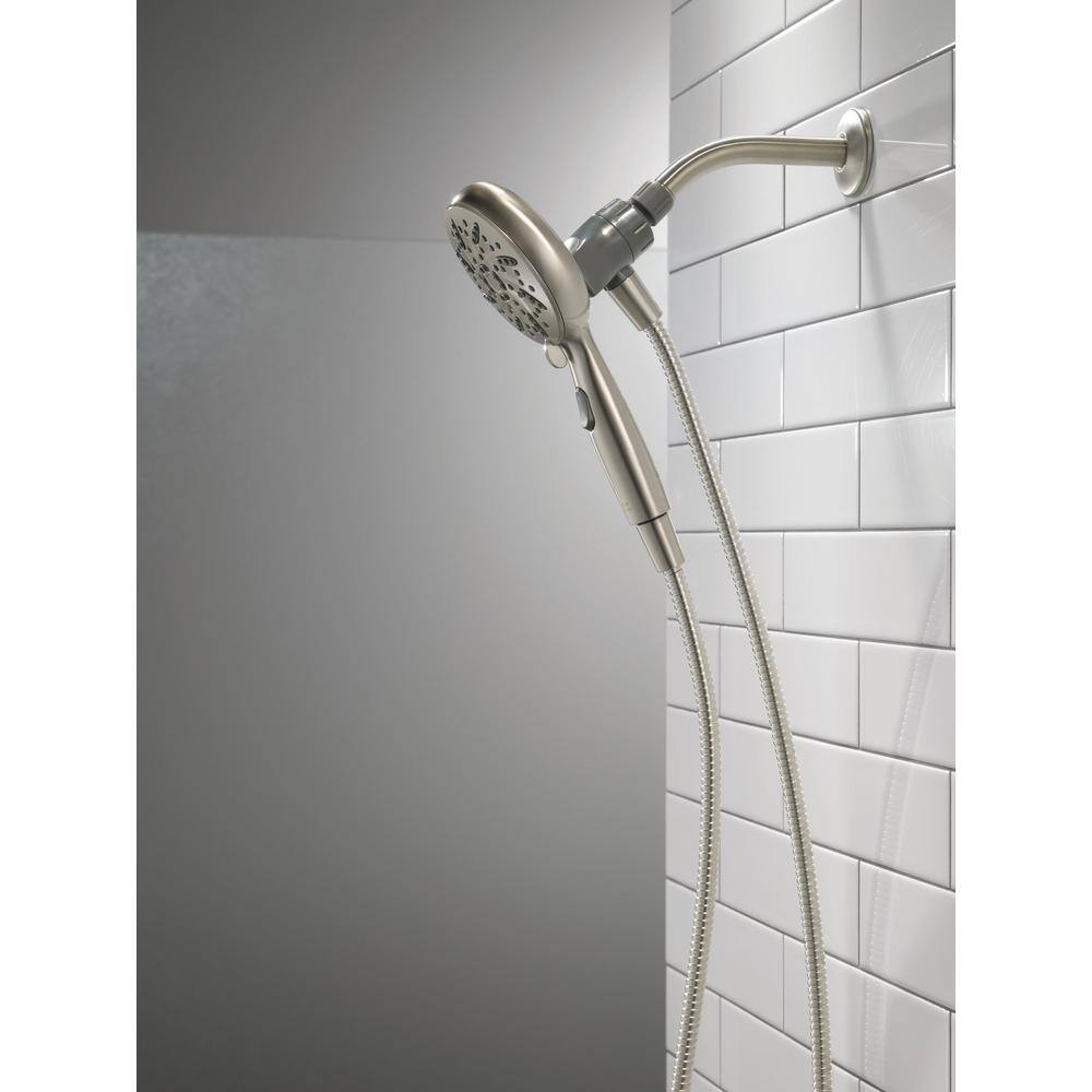 Delta SureDock Magnetic 6-Spray Patterns 1.75 GPM 4.94 in. Wall Mount Handheld Shower Head in Brushed Nickel 75689SN