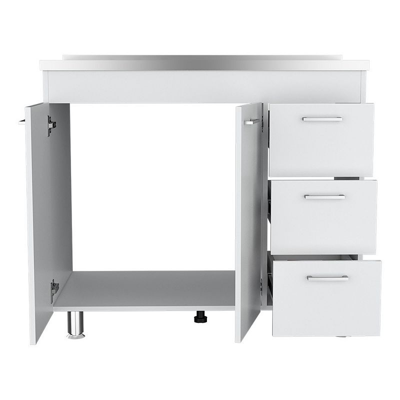 DEPOT E-SHOP Rushville Base Double Door Cabinet， Three Drawers， White